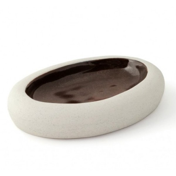 Assiette en grès 100% Chef, Galet Tarraco brun 25 x 17 cm (x 3)