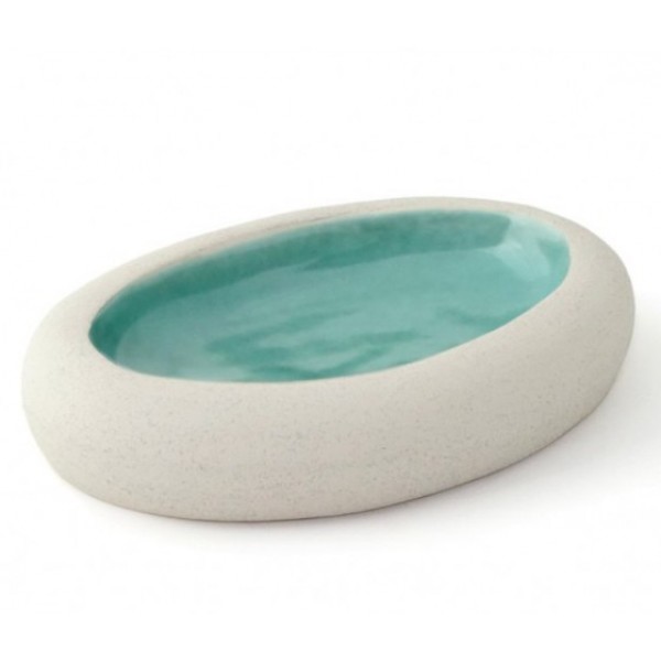 Assiette en grès 100% Chef, Galet Tarraco turquoise 25 x 17 cm (x 3)