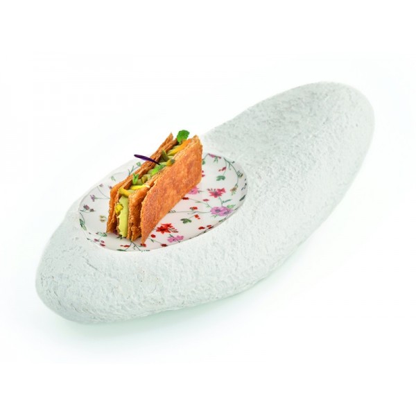 Assiette porcelaine 100%Chef, Long Rock motifs floraux 32 x 15 cm (x 1)