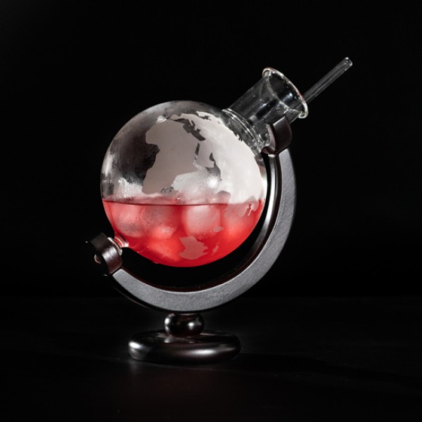 Verre  60 cl en forme de globe Atlas + support + paille, 100%Chef (x 1)