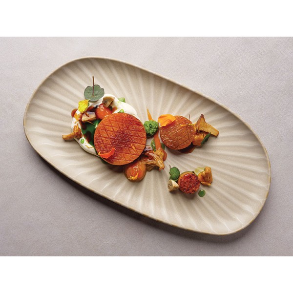 Assiette en grès sable mat Ephyre ovale 30 x 15.5 cm (x 6)