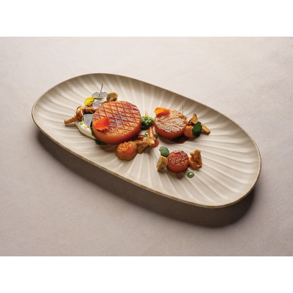 Assiette en grès sable mat Ephyre ovale 30 x 15.5 cm (x 6)