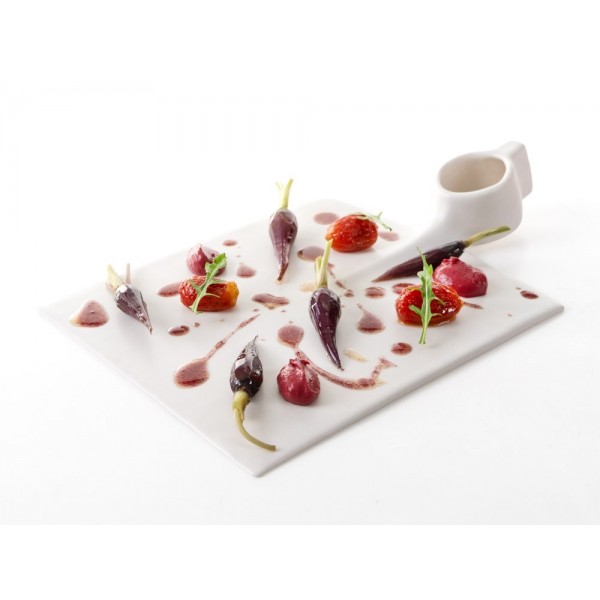 Assiette porcelaine 100% Chef Azada avec saucière 25 x 16 cm (x 3)
