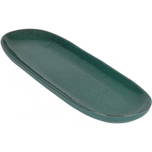 Assiette en terre cuite à tapas 33 x 10.5 cm, Koloréo verte (x 6)