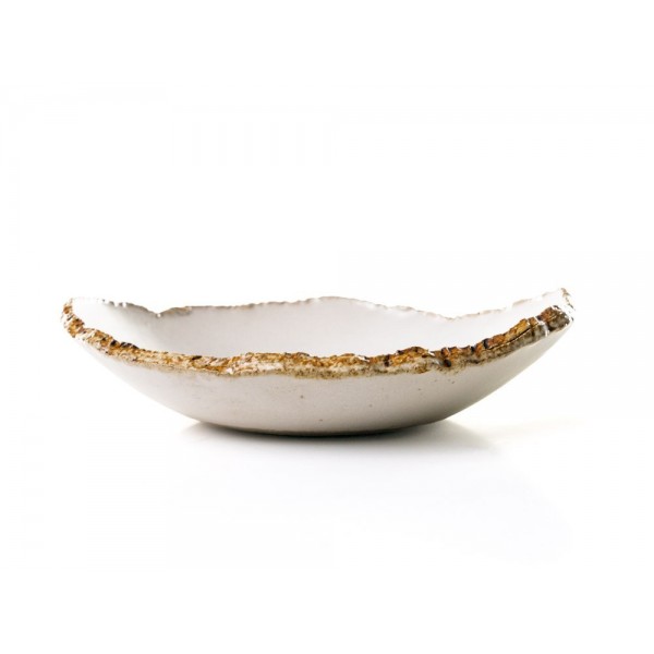 Assiette en grès creuse 100% Chef, Volcanic blanche 28 x 26 Ht 5 cm (x 3)