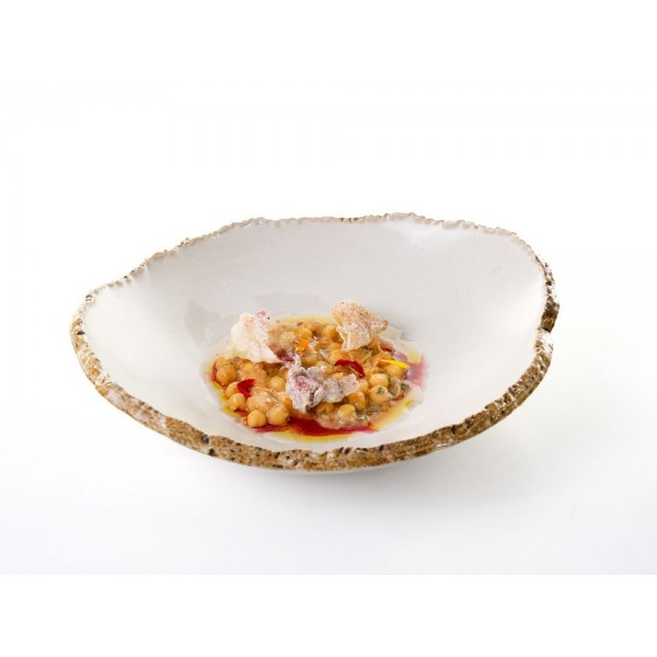 Assiette en grès creuse 100% Chef, Volcanic blanche 28 x 26 Ht 5 cm (x 3)