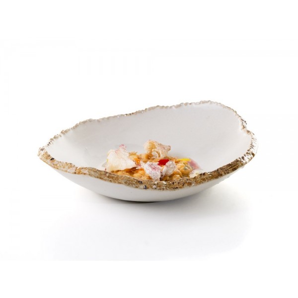 Assiette en grès creuse 100% Chef, Volcanic blanche 28 x 26 Ht 5 cm (x 3)