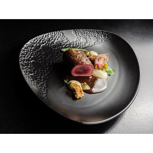 Assiette en New Bone China In Situ noire oblong 33 x 23 cm (x 4)