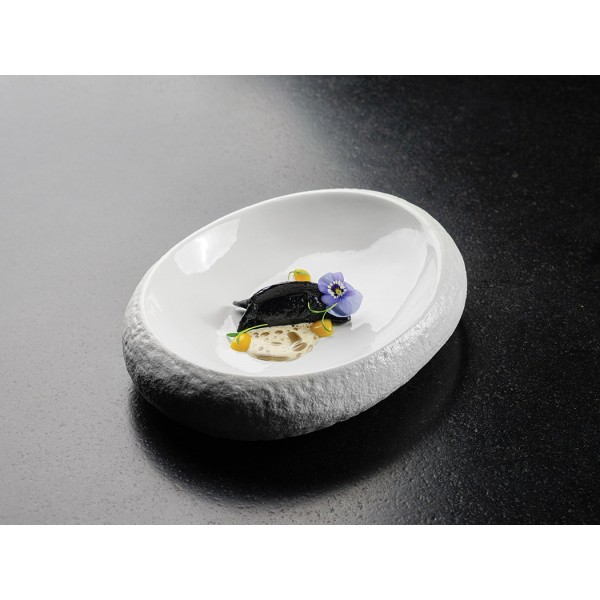 Assiette procelaine creuse blanche forme Galet (x 12)