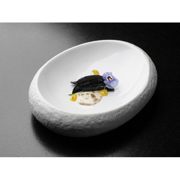 Assiette procelaine creuse blanche forme Galet (x 12)