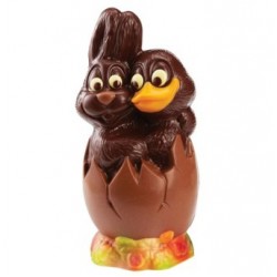 Moule à chocolat, Oeuf couple lapin canard 22.8 cm (1 figurine)