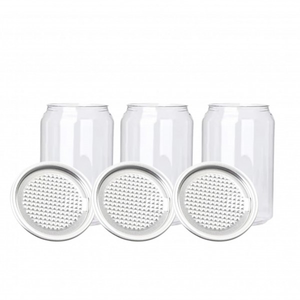 Echantillon de 3 canettes PET 25 cl et 3 couvercles à aliments (1 lot maxi par commande)