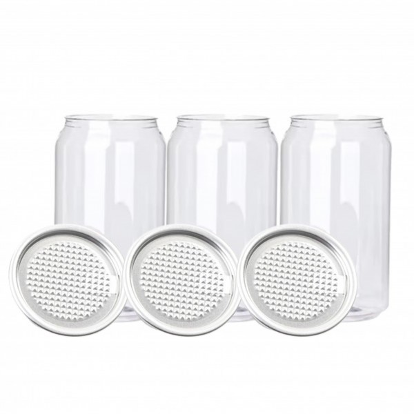 Echantillon de 3 canettes PET 33 cl et 3 couvercles à aliments (1 lot maxi par commande)