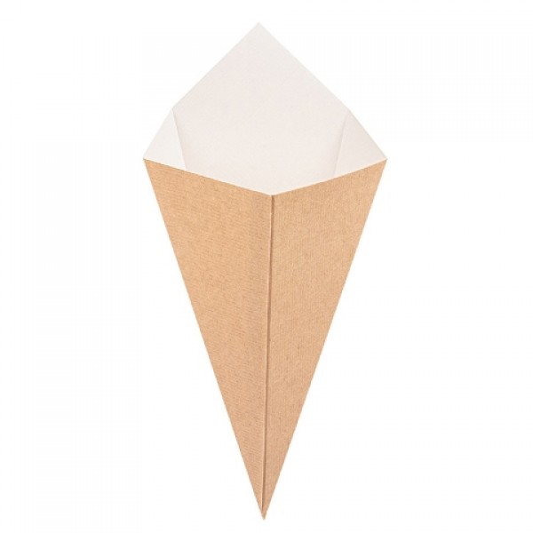 Cornet à frites 100 g en carton brun 22 x 13 cm (x 200)