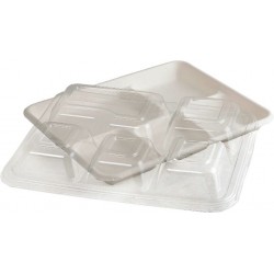 Boîtes à Sandwich Rectangulaires 2 Compartiments - Lot De 100 - 25x15,5x4,8 Cm - Fibre De Canne écologique