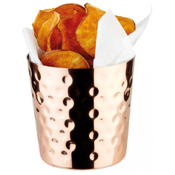Pot en acier 35 cl à pommes frites, martelé finition cuivre Ø 85 x Ht 85 mm (x 12)