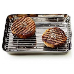 Plat japonais en inox avec grille 20.5 x 15 cm